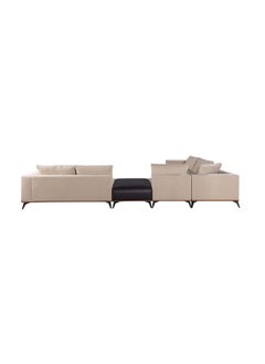 DANUBE HOME Tierra SectionalÂ  Pu Leather Corner Sofa With Stool I Modern Design 5 Pieces Sofa Set Comfortable Living Room Furniture - Beige/Orange/Black  - Image 2
