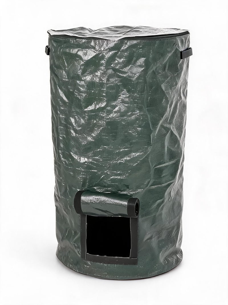 Compost Bin: 35×60 Cm Green PE Reusable Compost Bag - With Clear View Window For Compost Monitoring, Heavy-duty Reinforced Handles, Top Zipper For Easy Refilling For Home Garden & Eco Garden - Image 1