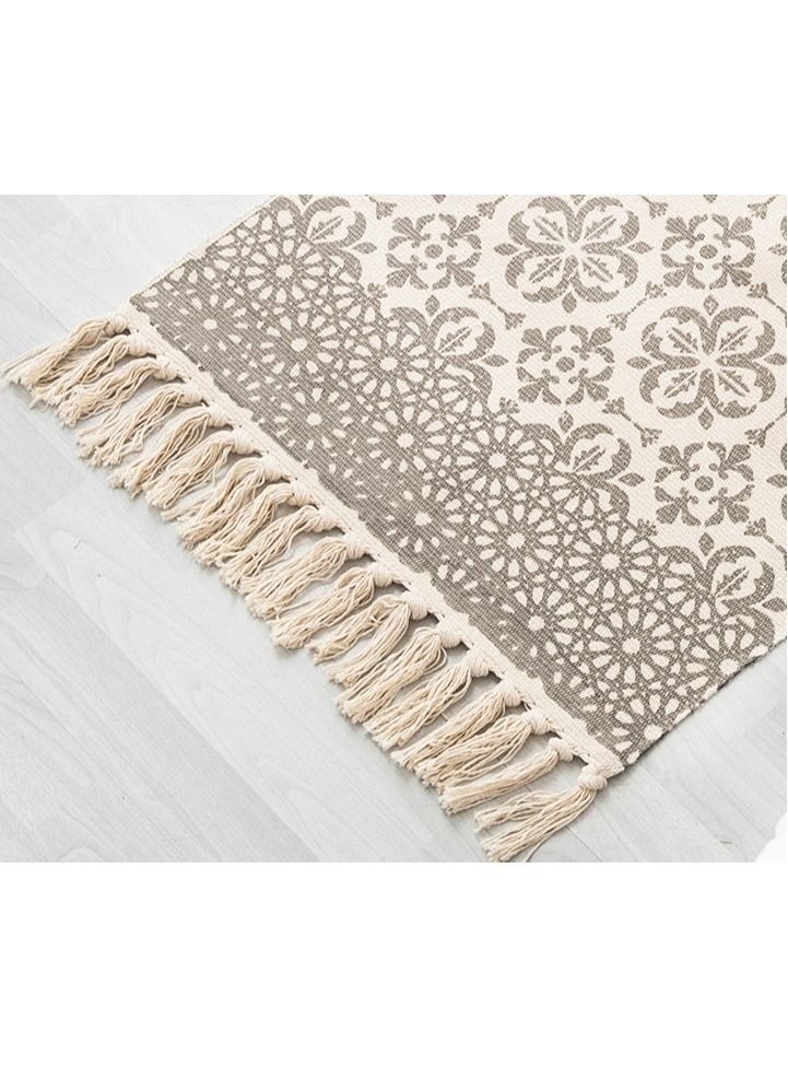 Generic - Ethnic Style Handwoven Tassel Carpet for Living Room Bedroom (Size 60×90CM) - Image 1