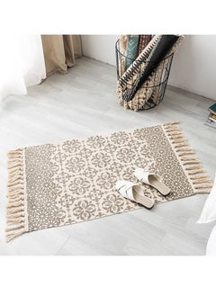 Ethnic Style Handwoven Tassel Carpet for Living Room Bedroom (Size 60×90CM)