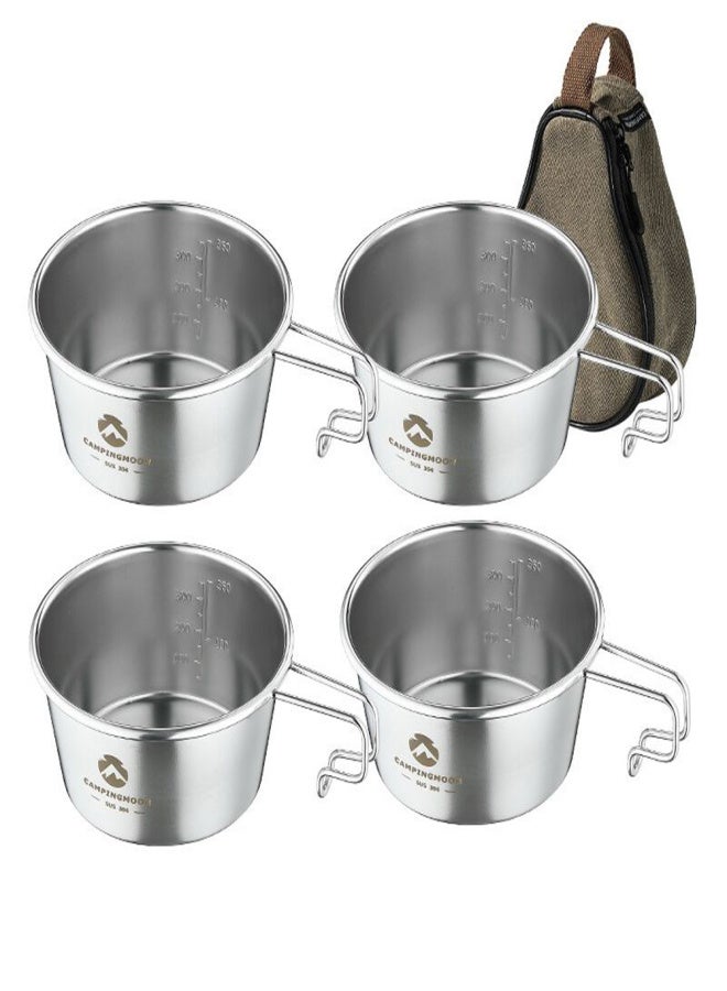 Campingmoon Outdoor Stainless Steel 450ml Sierra Bowl Picnic Tableware Portable Barbecue Hiking Camping Cup Picnic Cookware With Storage Bag - Image 1