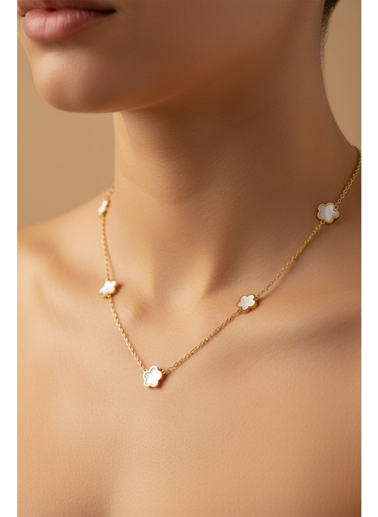 فلافي سلسلة حريمي بدلايات زهور صغيرة من الستانلس ستيل – تصميم أنيق - Image 1