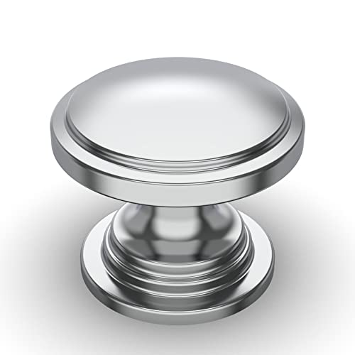 Amerdeco 10 Pack Polished Chrome Cabinet Knobs 1-1/4 Inch(32mm) Single Hole Cabinet Pulls Dresser Knobs Round Drawer Knobs and Pulls for Bathroom Cabinets K0008 - Image 3