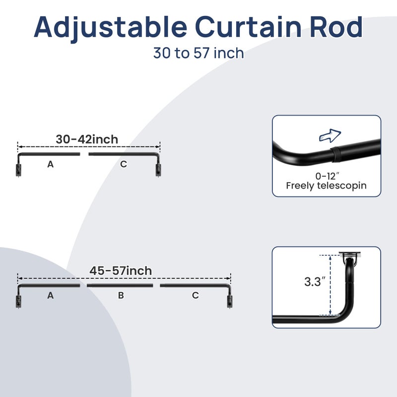 ENJOYBASICS Blackout Curtain rod for windows 28 to 48, Wrap Around Curtain Rods for Bedroom, Living Room, Adjustable from 30 to 57 Inches, Matte Black - Image 5
