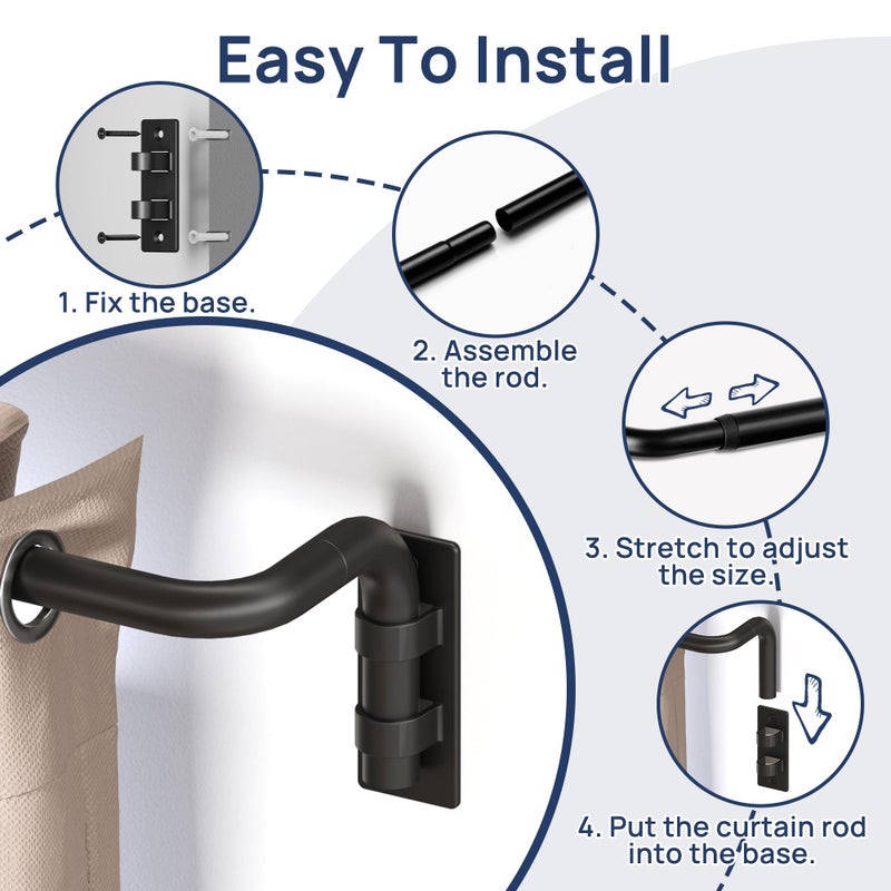 ENJOYBASICS Blackout Curtain rod for windows 28 to 48, Wrap Around Curtain Rods for Bedroom, Living Room, Adjustable from 30 to 57 Inches, Matte Black - Image 4
