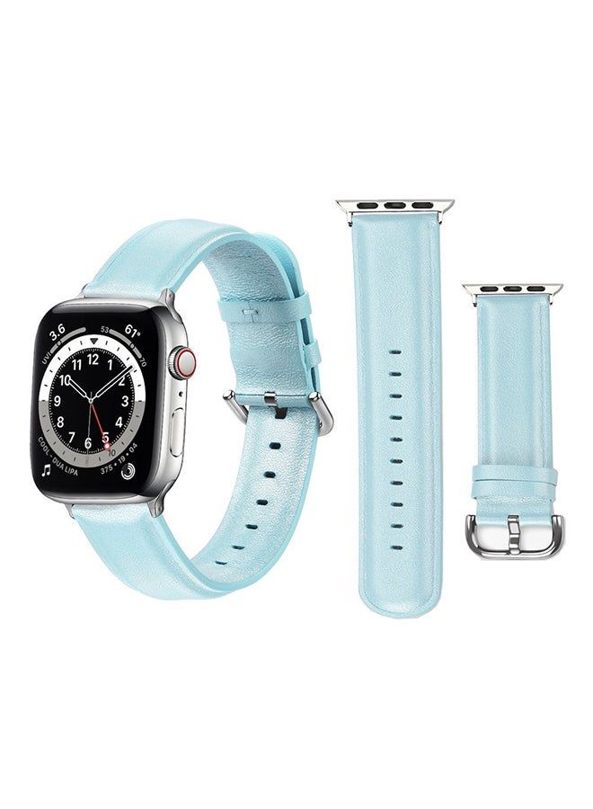 vesus Leather Replacement Band For Apple Watch Series 6/SE/5/4/3/2/1 Sky Blue