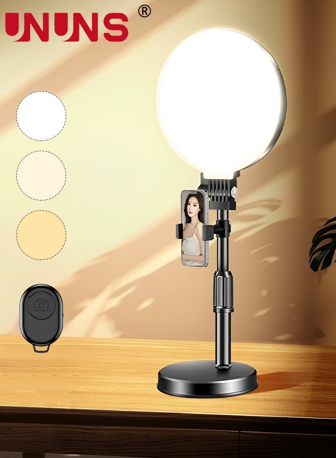 UNUNS Ring Light With Stand,Photography 16CM Lighting Kit,Selfie Ring Light with Stand,Phone Holder and a Camera Remote Control,Desk Ring Light for Meeting, Laptop Light Video Calls,Live Streaming,Selfie,Makeup - Image 1