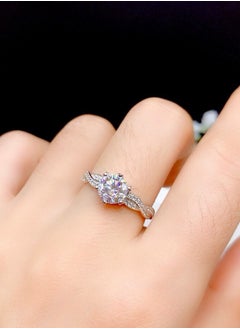 Generic Eight Hearts and Eight Arrows Plated PT950 Zircon Twisted Arm Full Diamond Open Ring for Women, Gift Party Wedding, 1ct White Gold  - Image 3