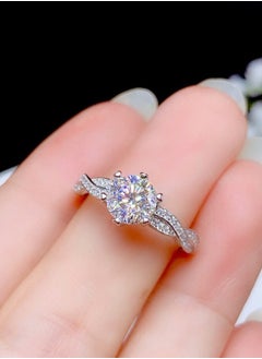Generic Eight Hearts and Eight Arrows Plated PT950 Zircon Twisted Arm Full Diamond Open Ring for Women, Gift Party Wedding, 1ct White Gold  - Image 4