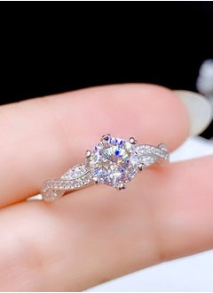 Generic Eight Hearts and Eight Arrows Plated PT950 Zircon Twisted Arm Full Diamond Open Ring for Women, Gift Party Wedding, 1ct White Gold  - Image 5