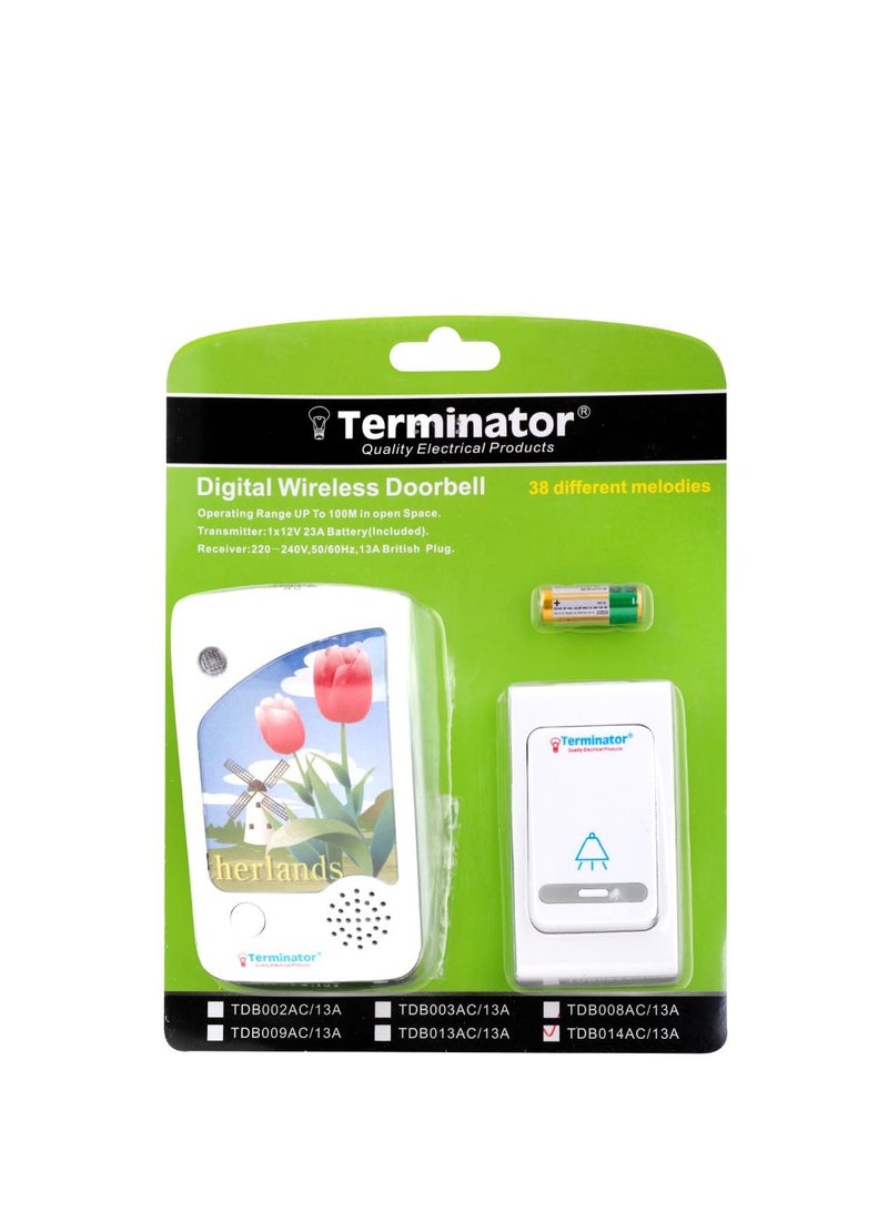 Terminator Digital Wireless Door Bell 38 different melodies TDB014AC 13A - Image 1