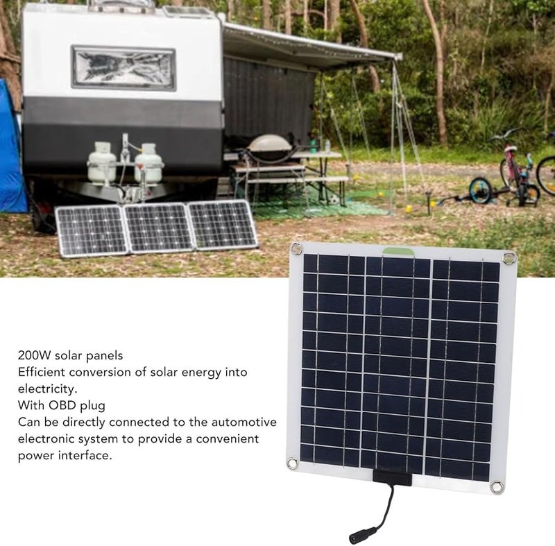 200W Monocrystalline Solar Panel Charger Kit with OBD Plug for Outdoor Camping Portable Battery Maintainer - Image 5