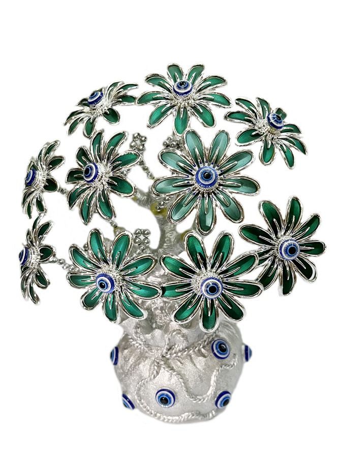 Grab Mantra Turkish blue eye silver tree of life for home protection - Image 1