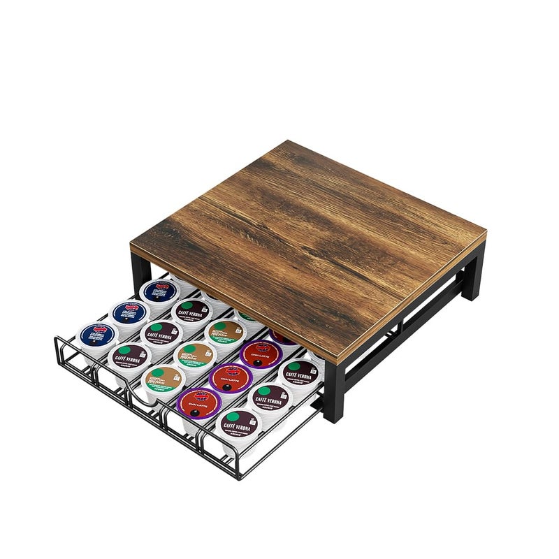 Dazioter Coffee Pod Holder Drawer 1 Tier for K Cup Capsule Pods Storage Organizer Under Coffee Pot Storage Sliding Drawer (Black, 1 Tier) - Image 1