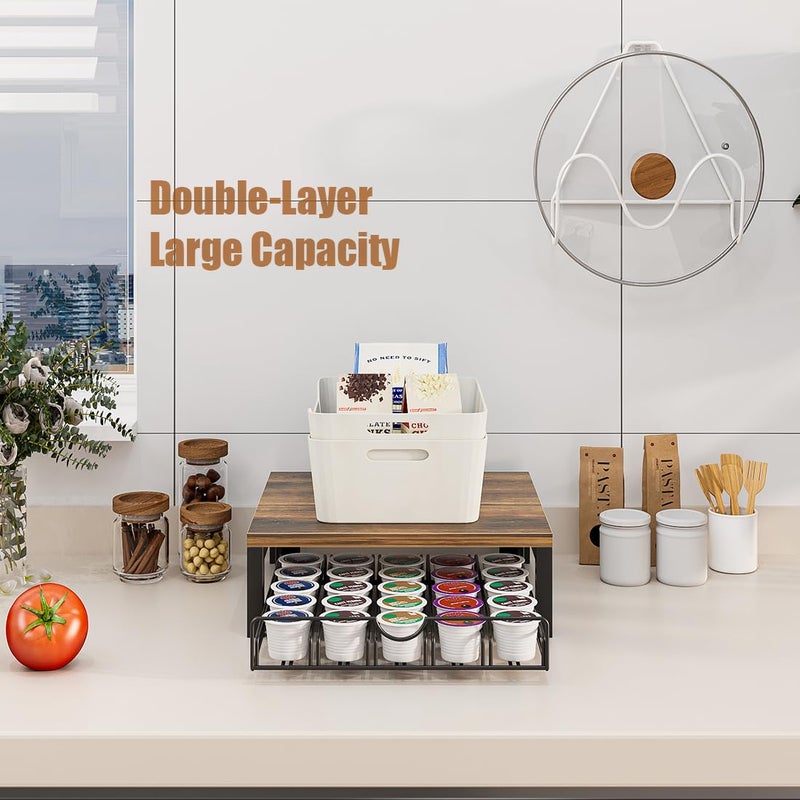 Dazioter Coffee Pod Holder Drawer 1 Tier for K Cup Capsule Pods Storage Organizer Under Coffee Pot Storage Sliding Drawer (Black, 1 Tier) - Image 4