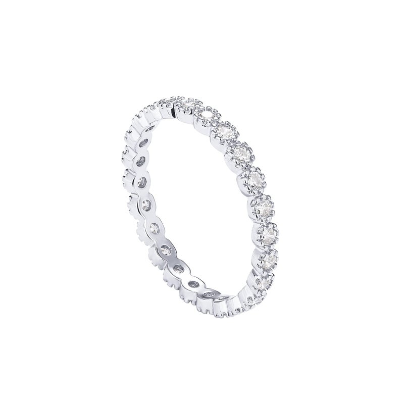 PAVOI 14K White Gold Plated Rings Cubic Zirconia Band | Marquise Milgrain Eternity Bands | White Gold Rings for Women Size 6 - Image 1