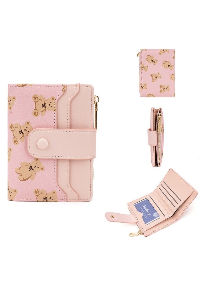 baellerry Women's Purse Short Cute Multi-card Pocket Purse Casual Printed Vertical PU Women's Bag  - Image 1
