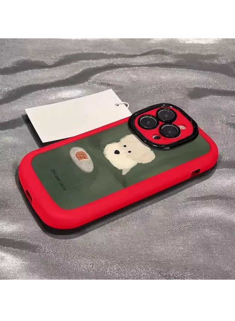 NIBEMINENT Oil Painting Beauty Dog Protective TPU Case Cover For iPhone 16, Red