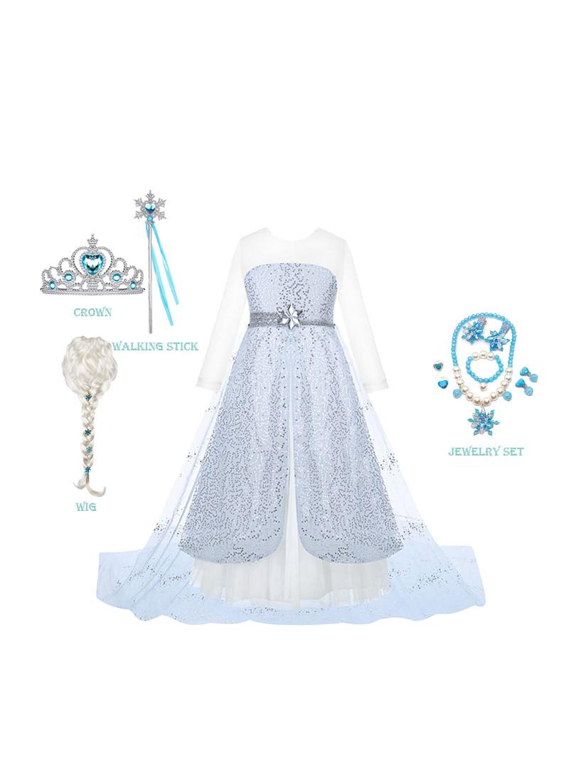 عام الجنية الأميرة إلسا المجمدة التنفس موضوع الطرف ديلوكس طبعة يتوهم اللباس لعب دور الملابس والاكسسوارات هدية عيد ميلاد فتاة - Image 1