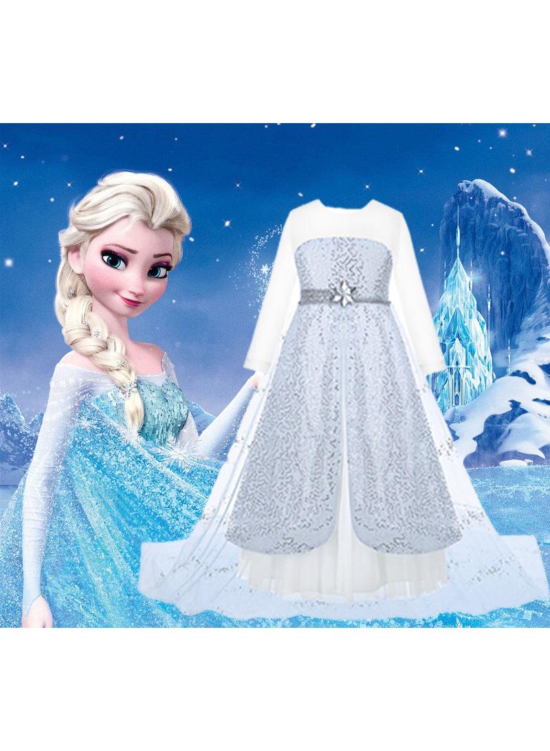 عام الجنية الأميرة إلسا المجمدة التنفس موضوع الطرف ديلوكس طبعة يتوهم اللباس لعب دور الملابس والاكسسوارات هدية عيد ميلاد فتاة - Image 3