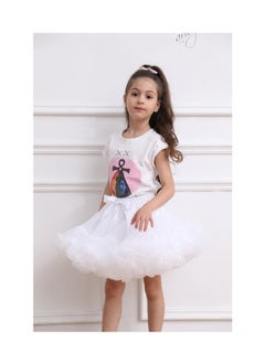 Generic Children's Fluffy Skirt Half Skirt Princess Skirt White 