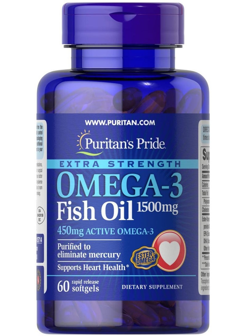 Puritan's Pride Puritan's Omega-3 for Memory Enhancement and Heart Health Support - 1500 mg - Image 1