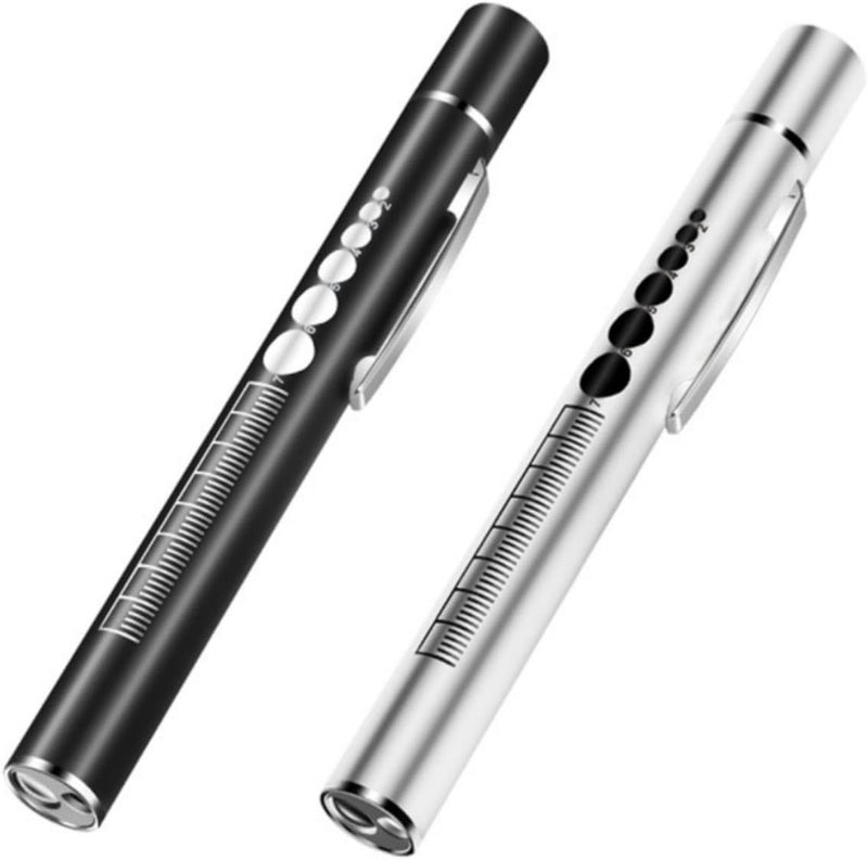 GIFTER LED Penlight Rechargeable 2PCS Pen Portable Light with Pupil Gauge and 4cm Ruler USB Charging Dual White Warm Light Aluminum Pocket Flashlight for Nurse Doctor - Image 1