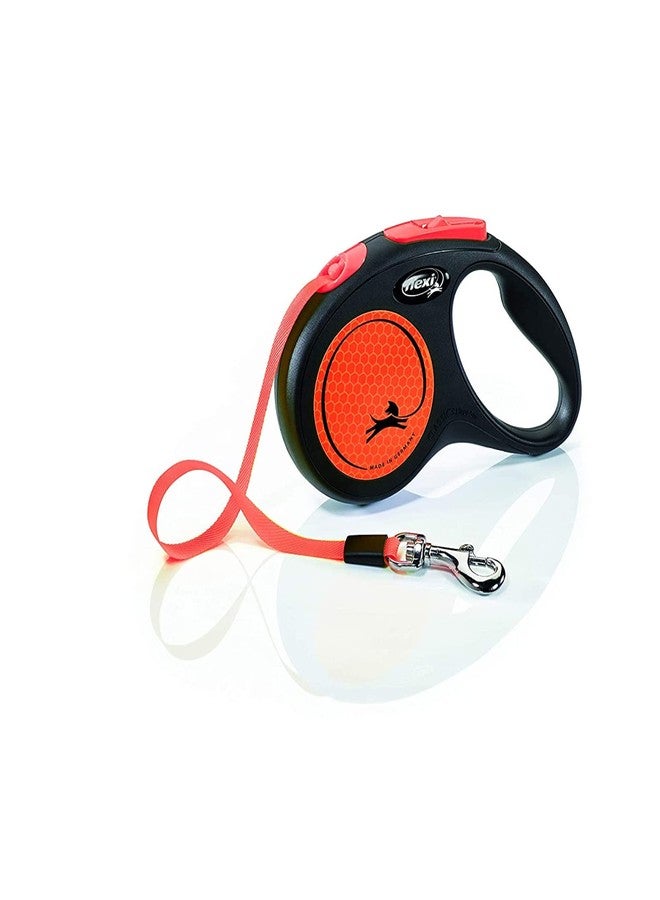 Flexi Retractable Dog Leash New Neon Tape Leash 5m/16ft, with Anti-Slip Grip Handle, Strong & Durable Lead Holds up to 15kg, for Small Dogs, Orange - Image 1