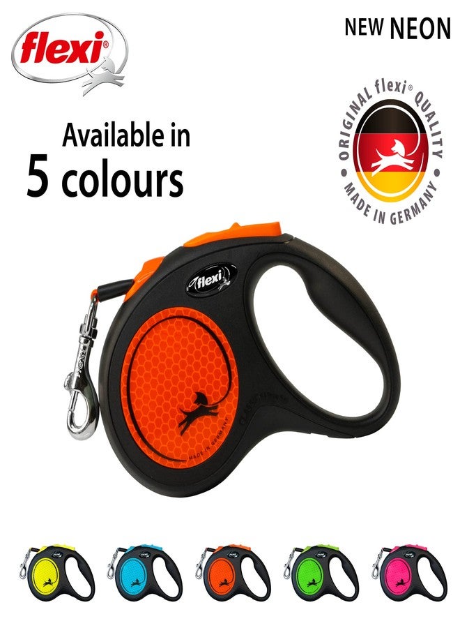 Flexi Retractable Dog Leash New Neon Tape Leash 5m/16ft, with Anti-Slip Grip Handle, Strong & Durable Lead Holds up to 15kg, for Small Dogs, Orange - Image 5