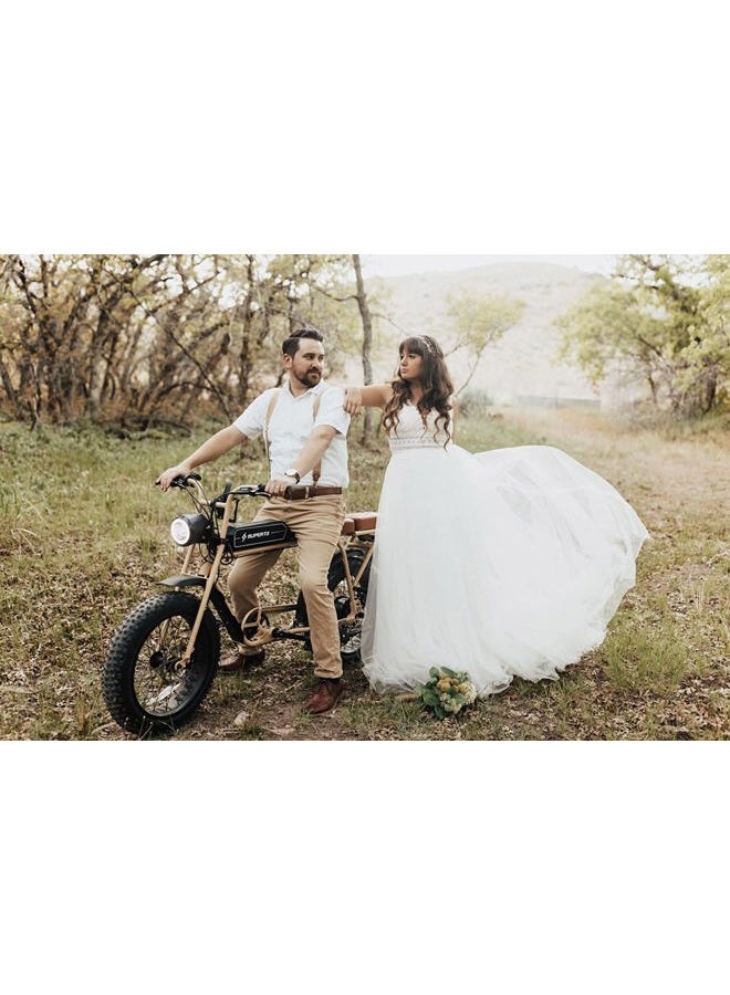 Sorayan Wedding Dresses for Bride Illusory Lace Bohemia V Neck Layers Tulle A Line Beachy Wedding Gowns, White, XL - Image 5