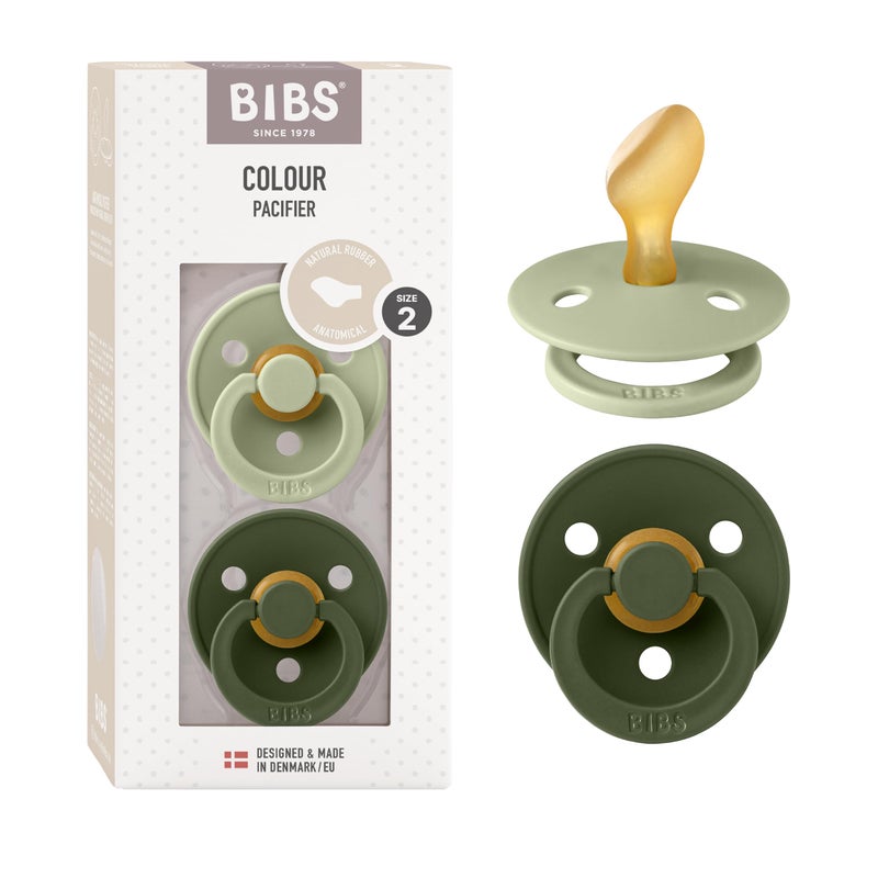 BIBS Pacifiers 6-18 Months | 2-Pack Soothers | BPA-Free Anatomical Nipple | Made in Denmark | Sage/Hunter Green Colour Pacifier - Image 1