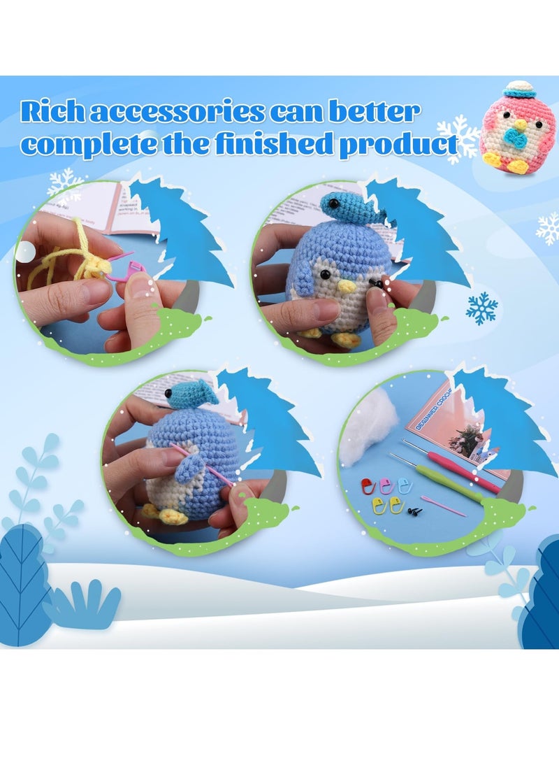 SYOSI Beginners Crochet Kit Adults and Kids Beginners Crochet Kit Complete Set to Make 3 Penguin Stress Relieving Craft Idea Gift | with Step by Step Instruction Video Complete Material Pack - Image 3
