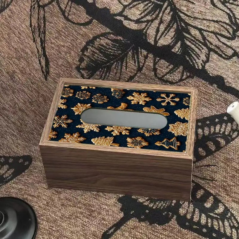 صندوق مناديل خشبي بتصميم فني على الطراز الكلاسيكي للمناديل الملفوفة والمسطحة - الموديل A - Image 2