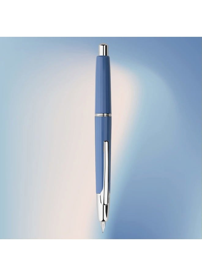 erofa Majohn A2 Press Fountain Pen Extra Fine Nib with Box, Retractable Blue Resin Ink Pen with Converter Writing Pen Set (Silver Clip Version） - Image 2