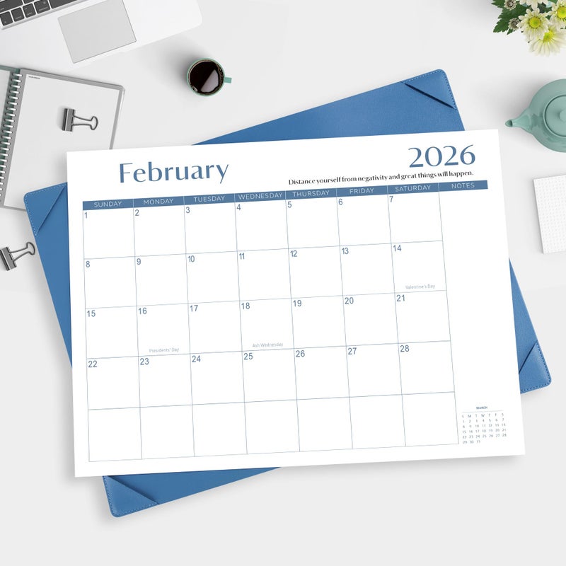 Gannyfer Desk Calendar 2026 with Desktop Mat, Simplified Large 22" x 17" Desktop Pad Calendar, 18 Month Desk Calendar 2026-2027, Use Jan 2026 to Jun 2027, Office Supplies Perfect for Home School and Office - Blue - Image 2