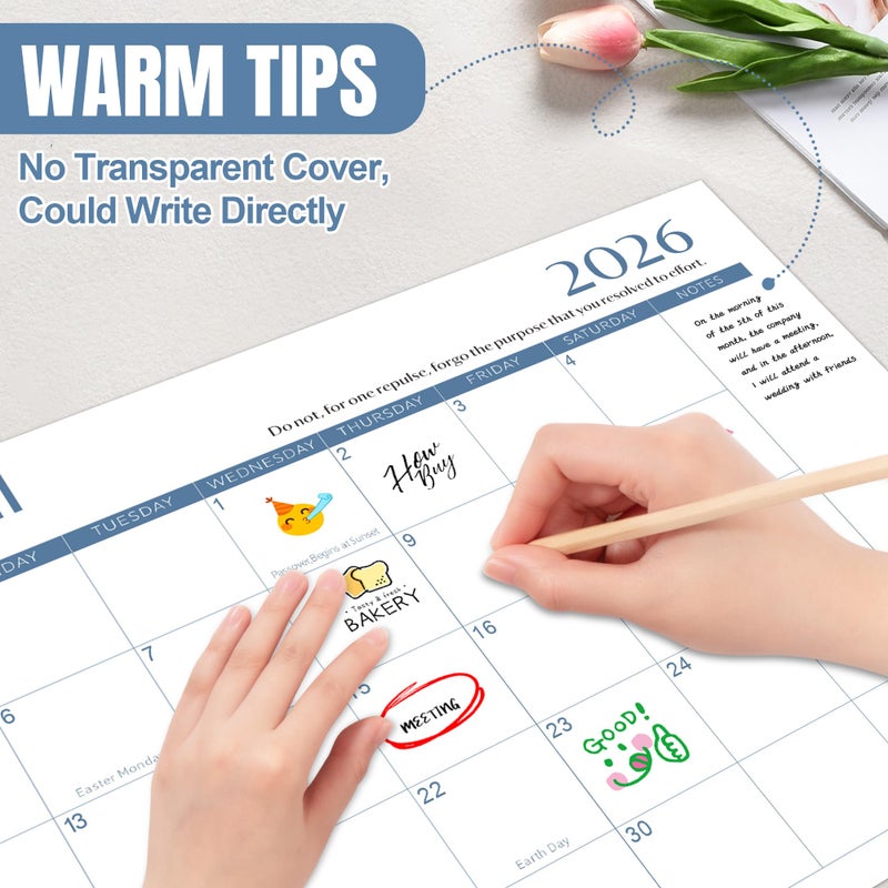 Gannyfer Desk Calendar 2026 with Desktop Mat, Simplified Large 22" x 17" Desktop Pad Calendar, 18 Month Desk Calendar 2026-2027, Use Jan 2026 to Jun 2027, Office Supplies Perfect for Home School and Office - Blue - Image 5