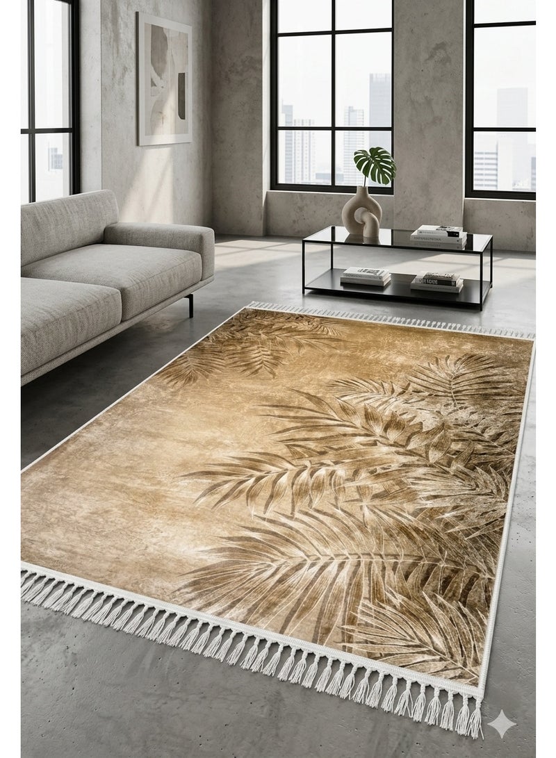 بديل سجاد مودرن 3D - تصميم أوراق النخيل الكلاسيكي - مقاس 160×230 سم - ظهر مانع للانزلاق وقابل للغسيل - Image 2