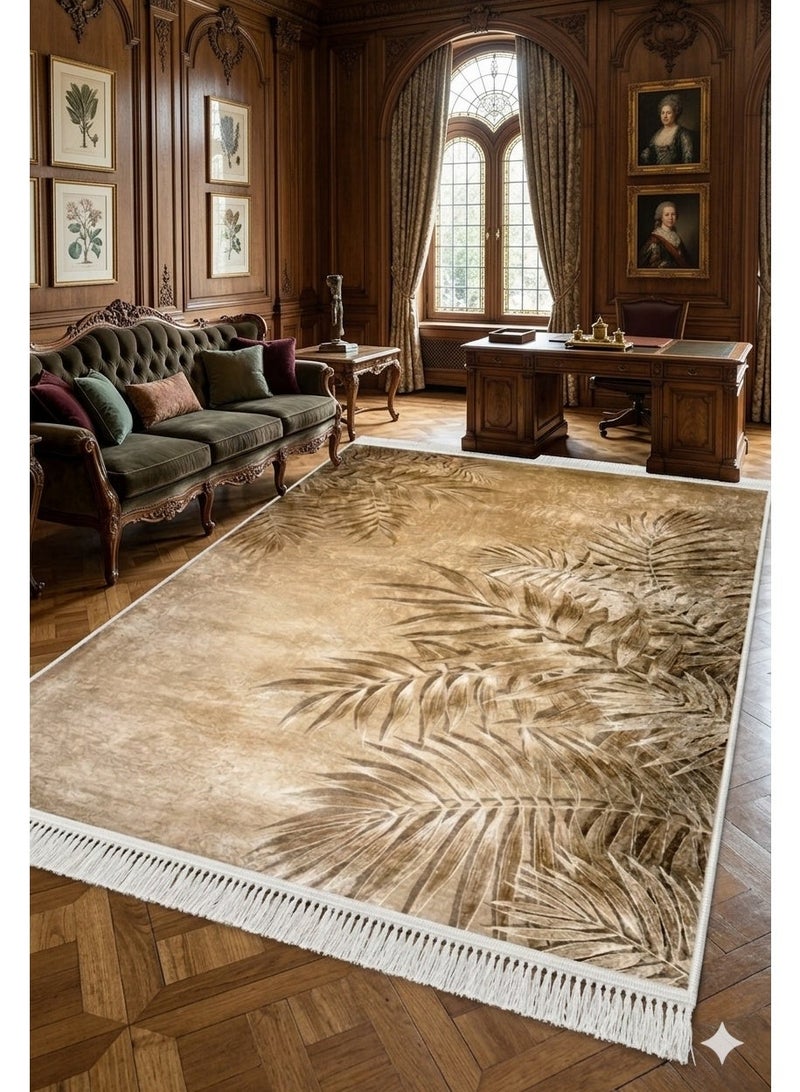 بديل سجاد مودرن 3D - تصميم أوراق النخيل الكلاسيكي - مقاس 160×230 سم - ظهر مانع للانزلاق وقابل للغسيل - Image 3