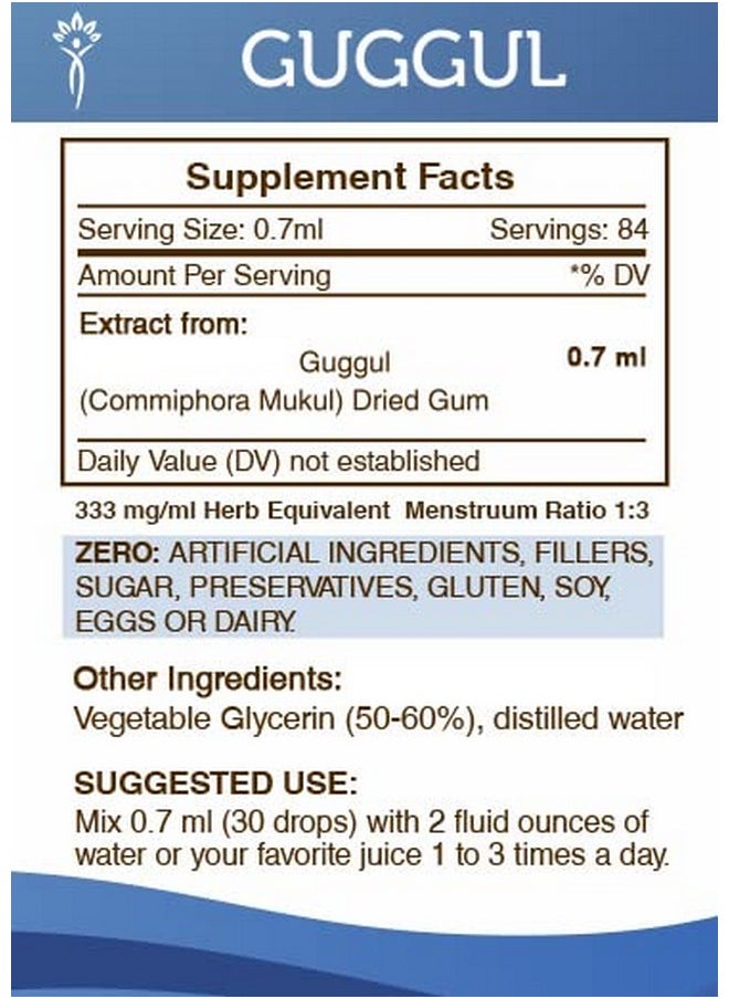 Secrets of the Tribe - Guggul Alcoholfree Liquid Extract Guggul (Commiphora Mukul) Dried Gum Tincture Supplement (2 Fl Oz) - Image 1