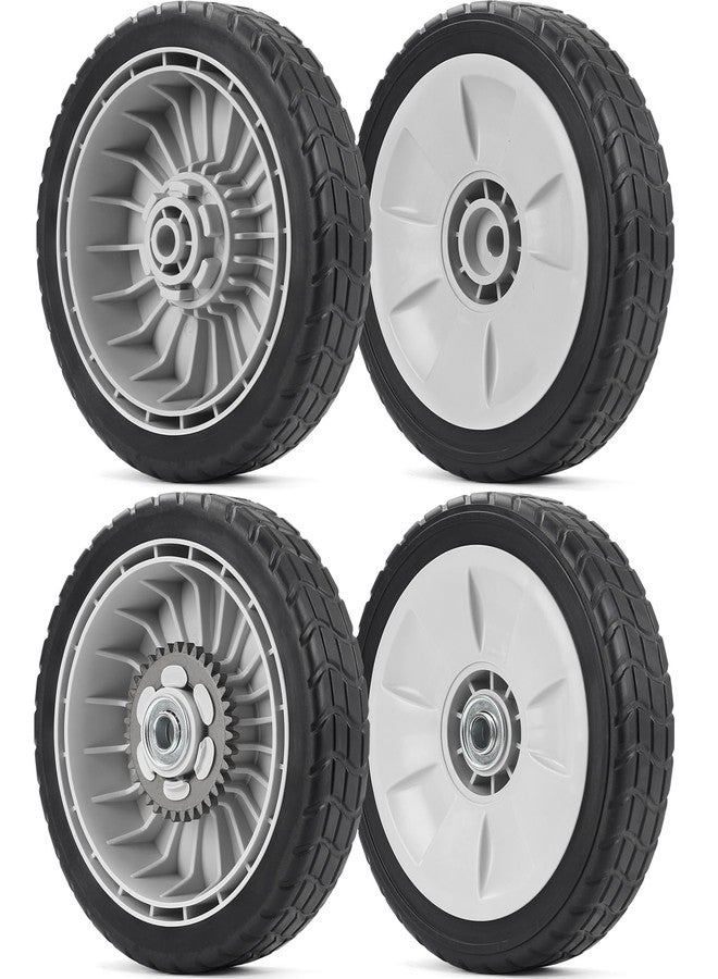 GICOOL HRR216 Lawn Mower Wheels, 2 Front Wheels 44710-VL0-L02ZB and 2 Back 42710-VE2-M02ZE Replace for Honda HRR216 HRS216 HRT216 Walk-behind Lawn Mower, Pack of 4 - Image 1