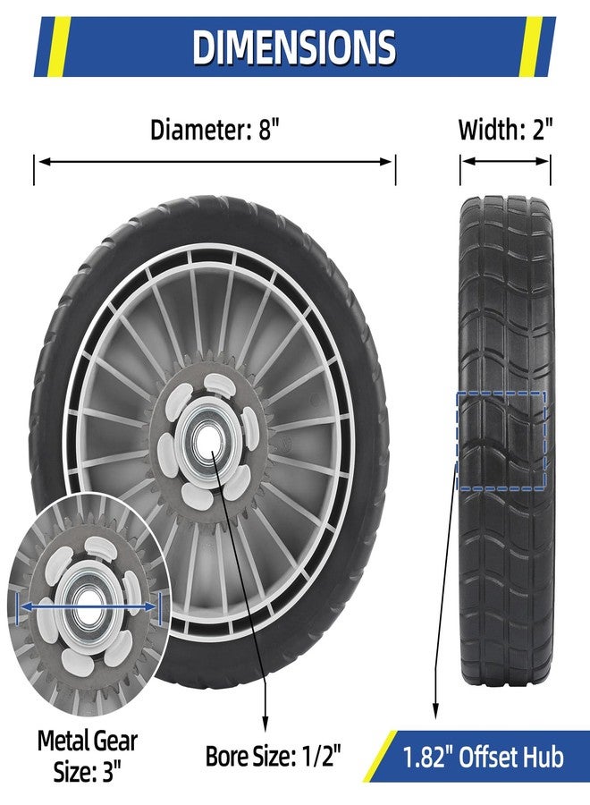 GICOOL HRR216 Lawn Mower Wheels, 2 Front Wheels 44710-VL0-L02ZB and 2 Back 42710-VE2-M02ZE Replace for Honda HRR216 HRS216 HRT216 Walk-behind Lawn Mower, Pack of 4 - Image 2