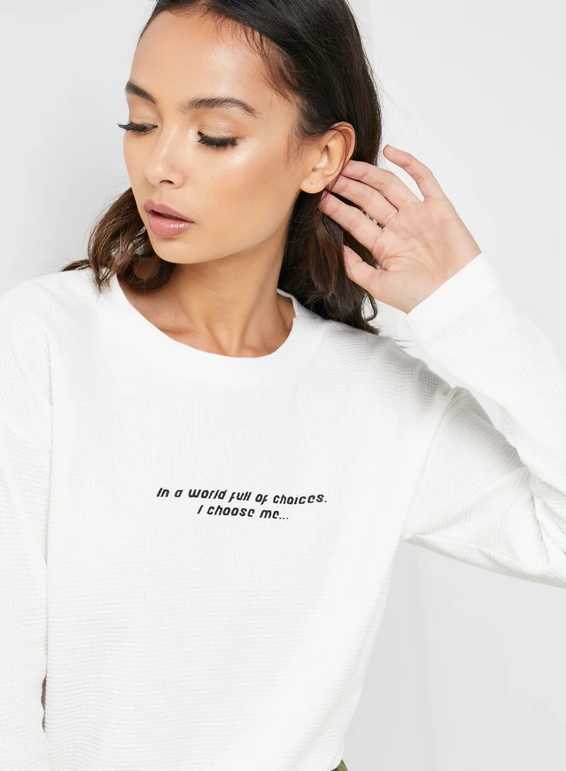 Ginger Waffle Slogan Sweater