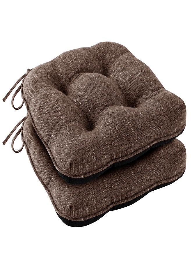 IPYNBAP Chair Cushions for Dining Chairs Set of 2, Kitchen Chair Cushions, Chair Pads with Ties and Non Slip Backing, Tufted Memory Foam Seat Cushion 2 Pack, 15.5" x 15.5" x 4", Brown - Image 1