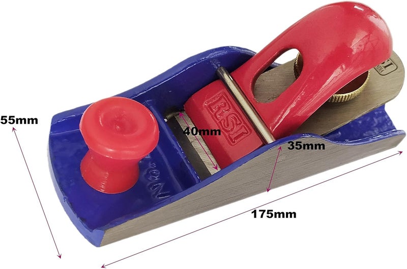Inditrust mini iron steel block plane Randa | RSI heavy duty carpenter wood tool with sharp planer blade attachment red (7 inch) - Image 2