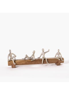 Home Box Odin Aluminium Decorative Men Figurine on Wooden Base 44 x 8 x 14 cm  - Image 5