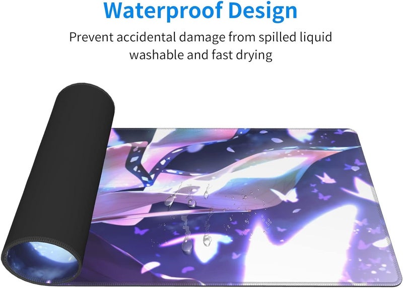 كاست ويف لوحة ماوس ألعاب كبيرة، قاعدة مطاطية متينة غير قابلة للانزلاق، لوحة ماوس أنمي، حواف مخيطة، لوحة مفاتيح ألعاب 11.8 × 31.5 بوصة للمكتب المنزلي والألعاب - Image 4