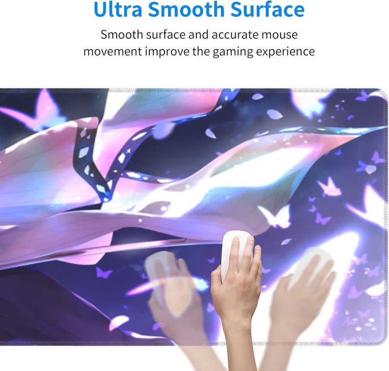 كاست ويف لوحة ماوس ألعاب كبيرة، قاعدة مطاطية متينة غير قابلة للانزلاق، لوحة ماوس أنمي، حواف مخيطة، لوحة مفاتيح ألعاب 11.8 × 31.5 بوصة للمكتب المنزلي والألعاب - Image 5