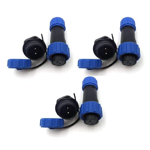 Uonecn 3 pcs SP13 IP68 Waterproof Connectors 2 Pin LED High Power 2 Pin Power Plug Connector Circular Kit Male Plug Female Socket - Image 1