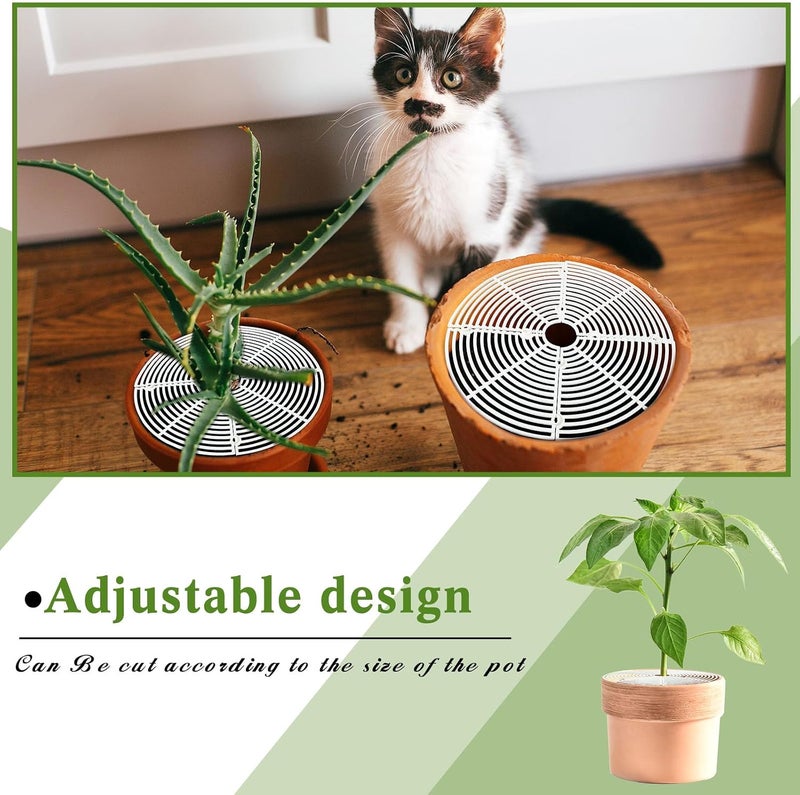 Sawysine 3 Pcs Plant Pot Cover Plant Protector from Animal Plant Pot Grid with Center Cutout Flower Cover Soil Protectors for Plants(11.8 in,White) Multi-use well optimized build - Image 4
