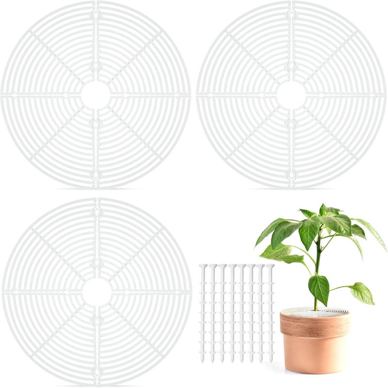 Sawysine 3 Pcs Plant Pot Cover Plant Protector from Animal Plant Pot Grid with Center Cutout Flower Cover Soil Protectors for Plants(11.8 in,White) Multi-use well optimized build - Image 1